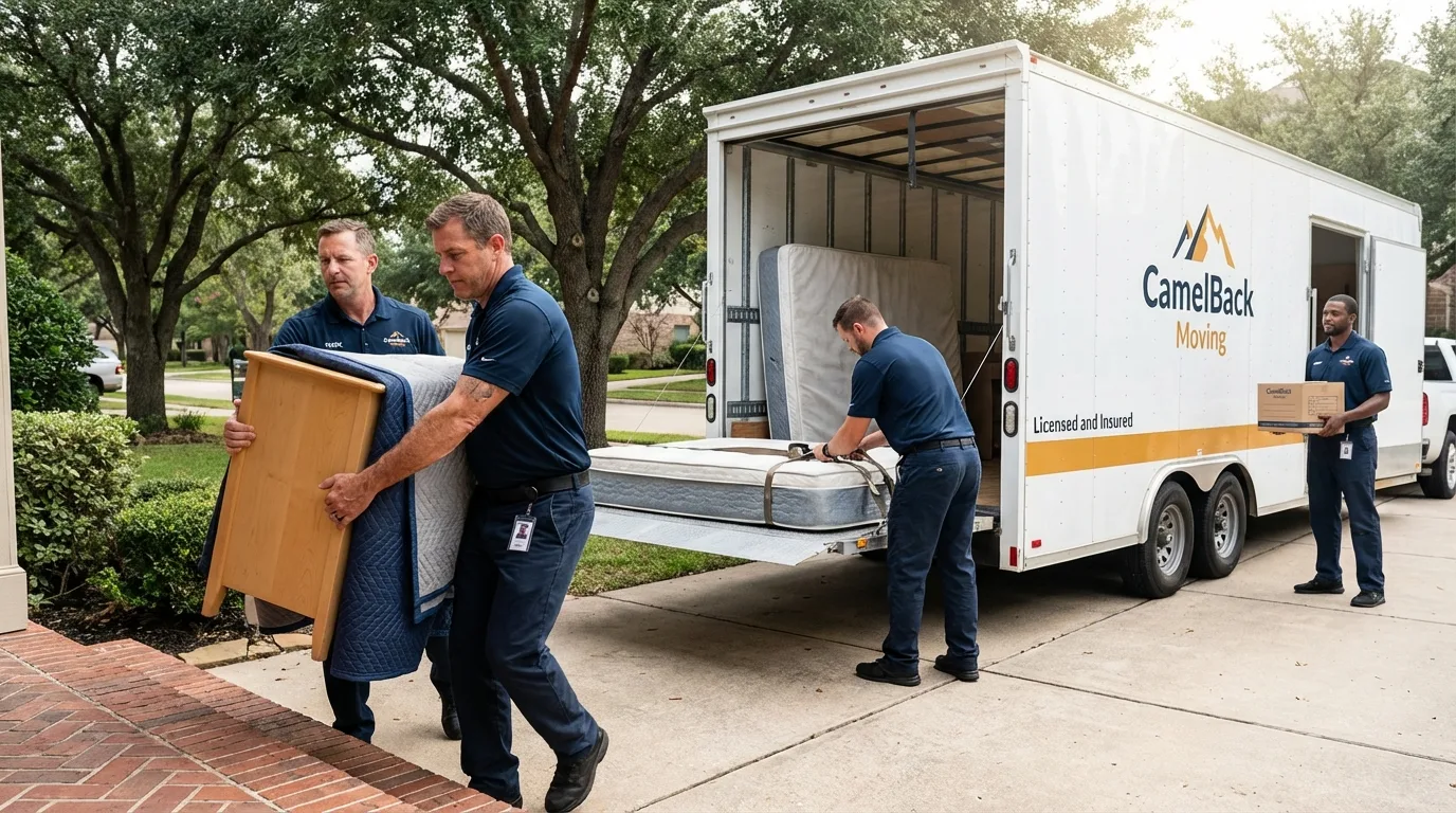 Crew loading residential truck for cross-state move from Topeka, KS