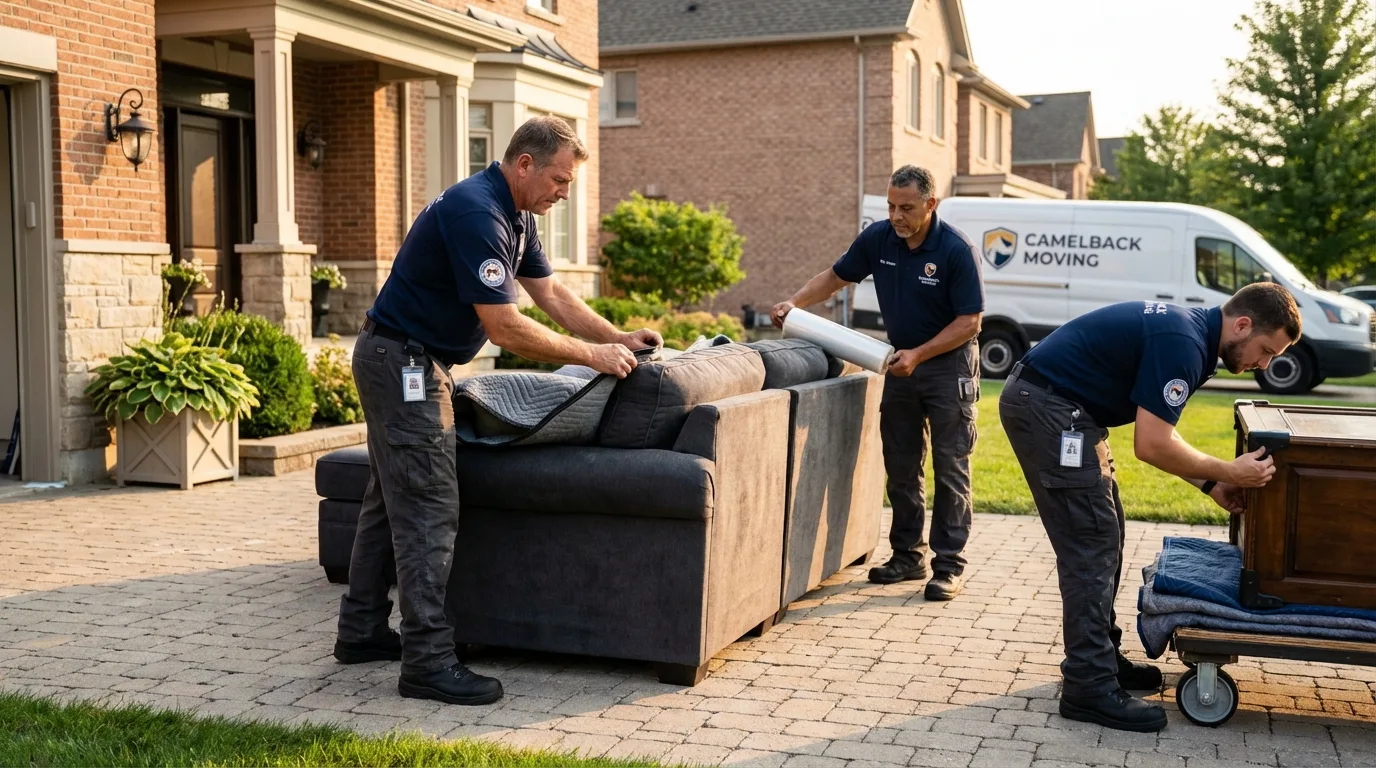 Large estate moving crew wrapping furniture in Topeka, KS