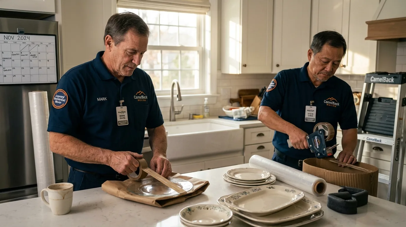 Professional crew packing kitchen dishware in Topeka, KS